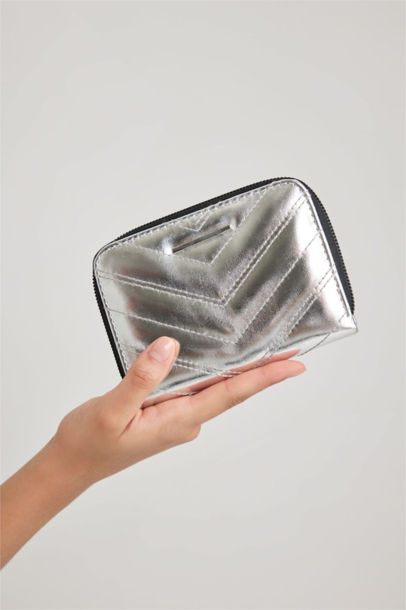 Women Gümüş Women Faux Leather Wallet