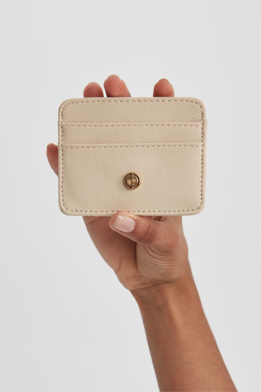 نساء بيج محفظة بطاقات جلد صناعي