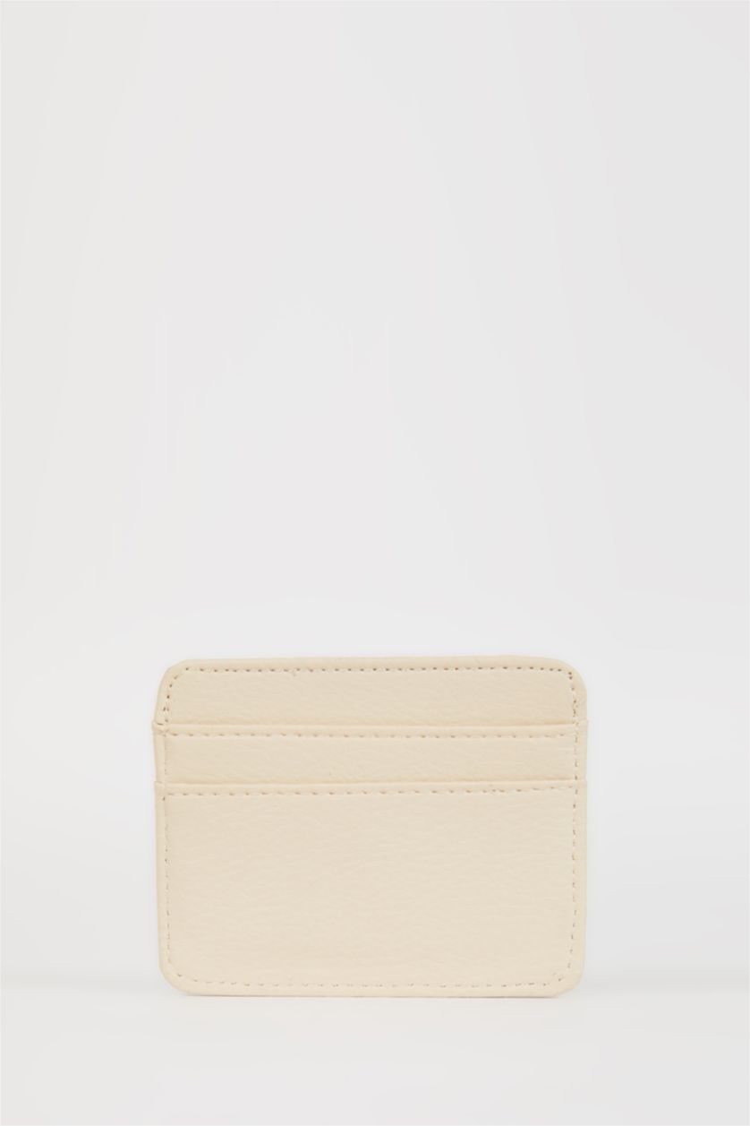 نساء بيج محفظة بطاقات جلد صناعي