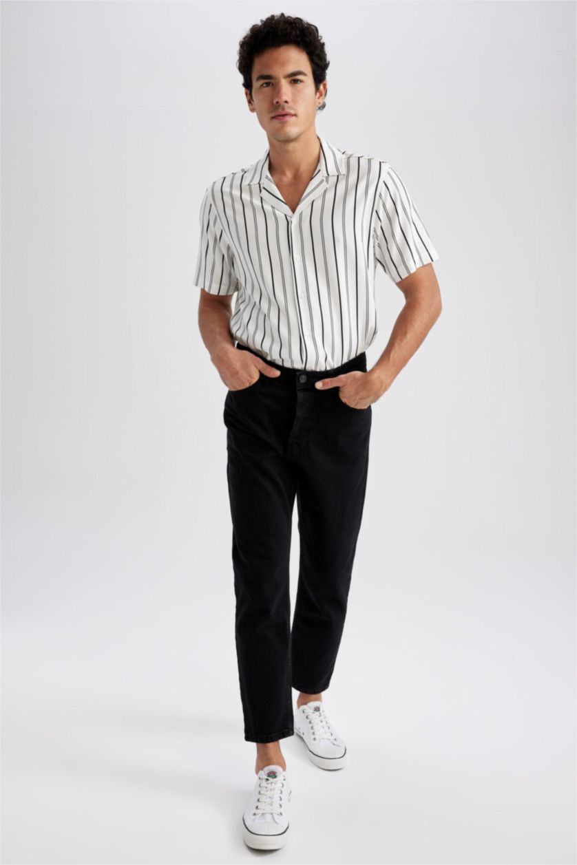 رجالي أسود بنطلون جينز سلم فيت بخصر عادي من 90's