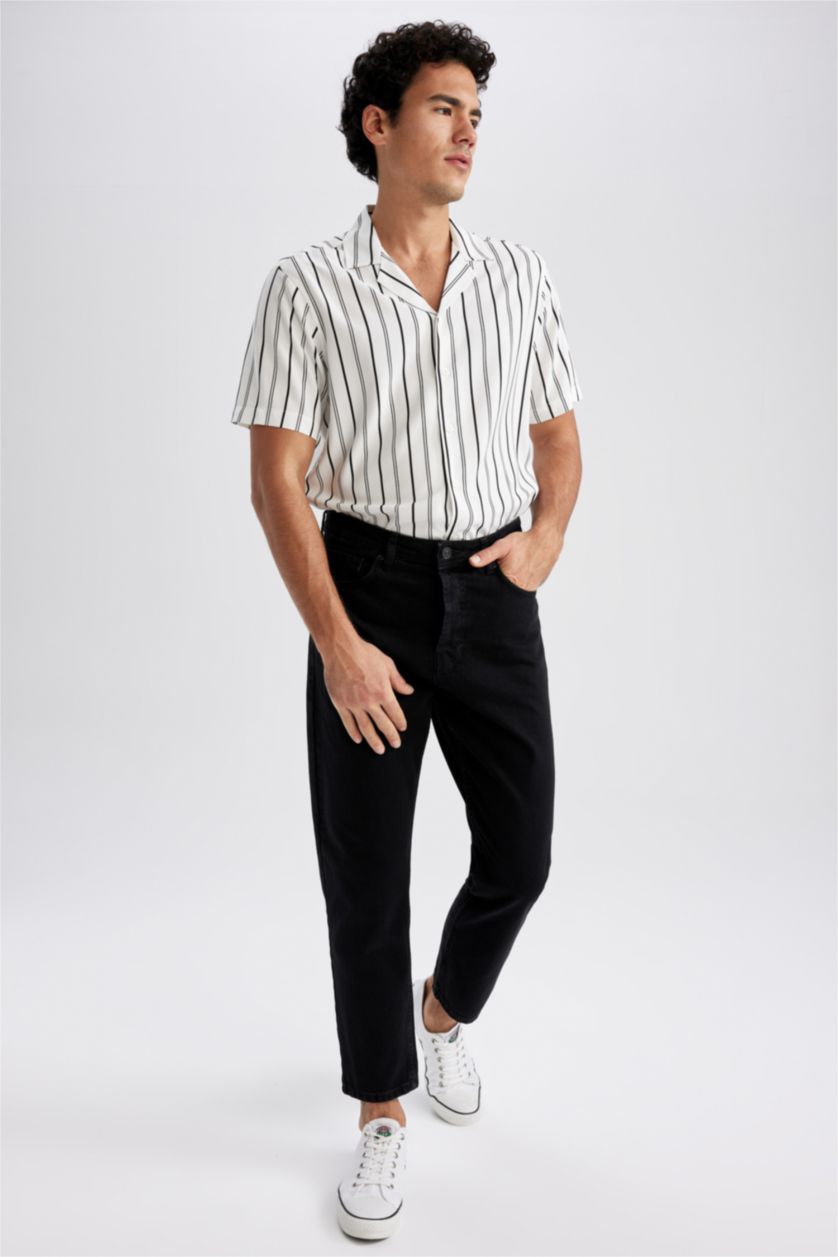 رجالي أسود بنطلون جينز سلم فيت بخصر عادي من 90's