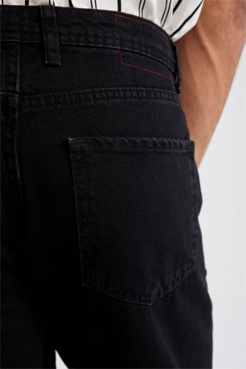 رجالي أسود بنطلون جينز سلم فيت بخصر عادي من 90's