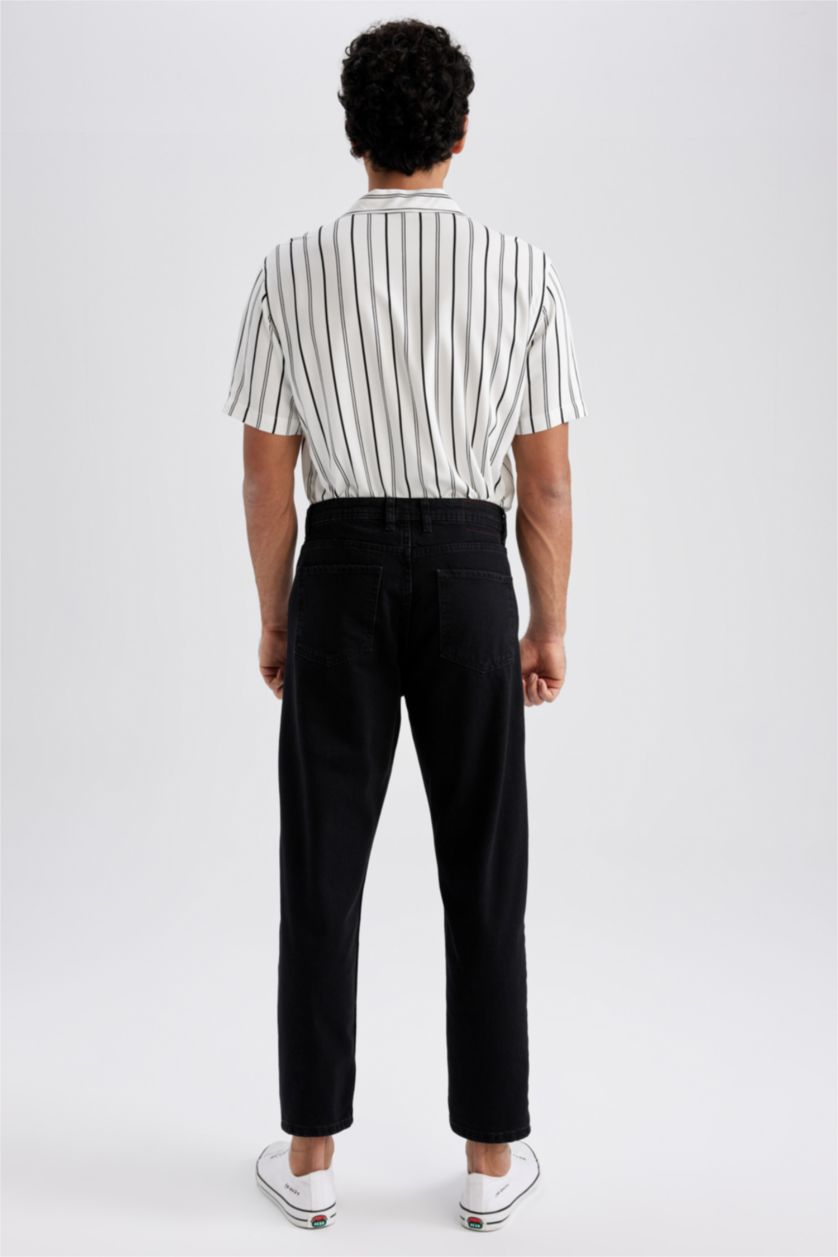 رجالي أسود بنطلون جينز سلم فيت بخصر عادي من 90's