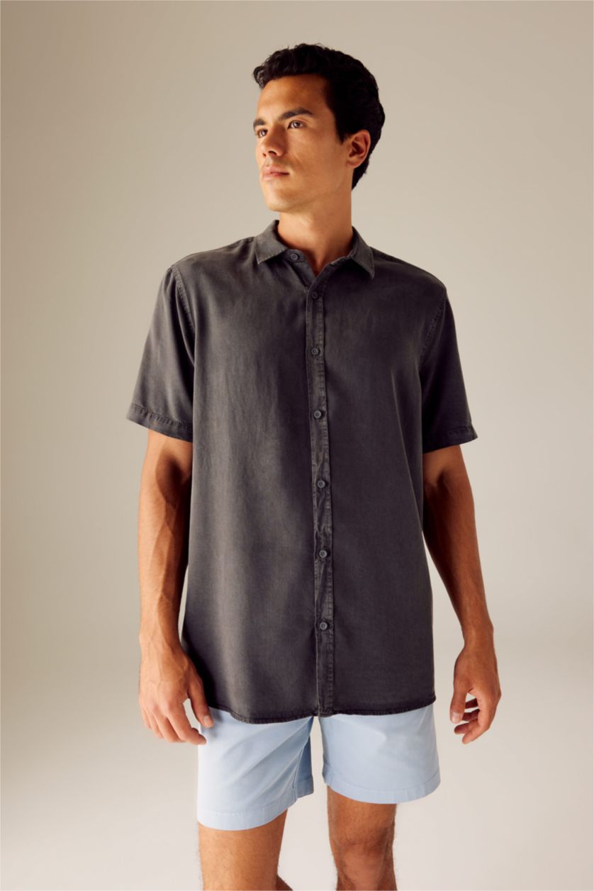 HOMME Anthracite Chemise À Manches Courtes