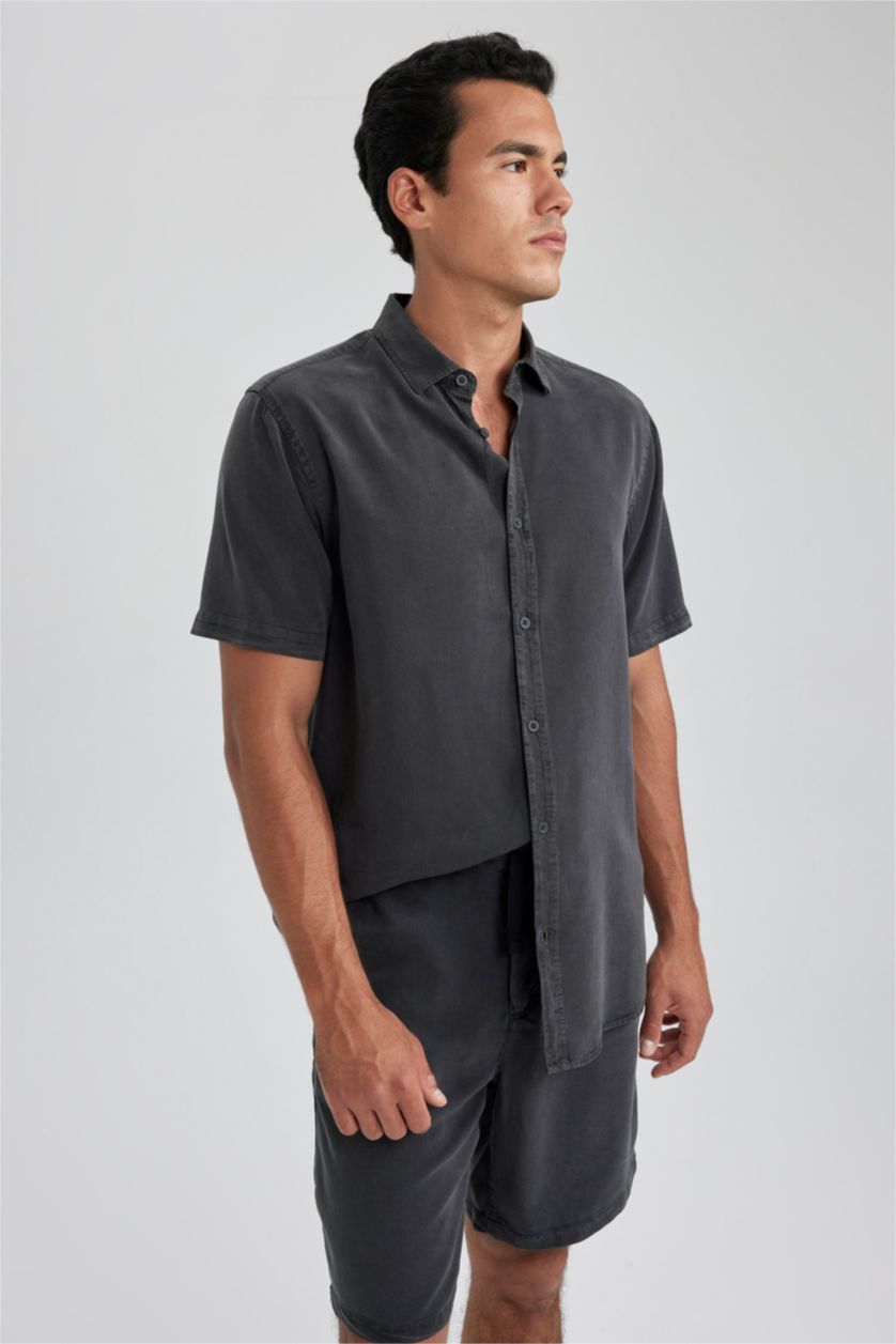 HOMME Anthracite Chemise À Manches Courtes