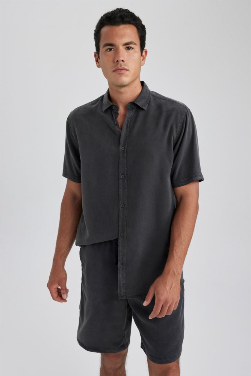 HOMME Anthracite Chemise À Manches Courtes