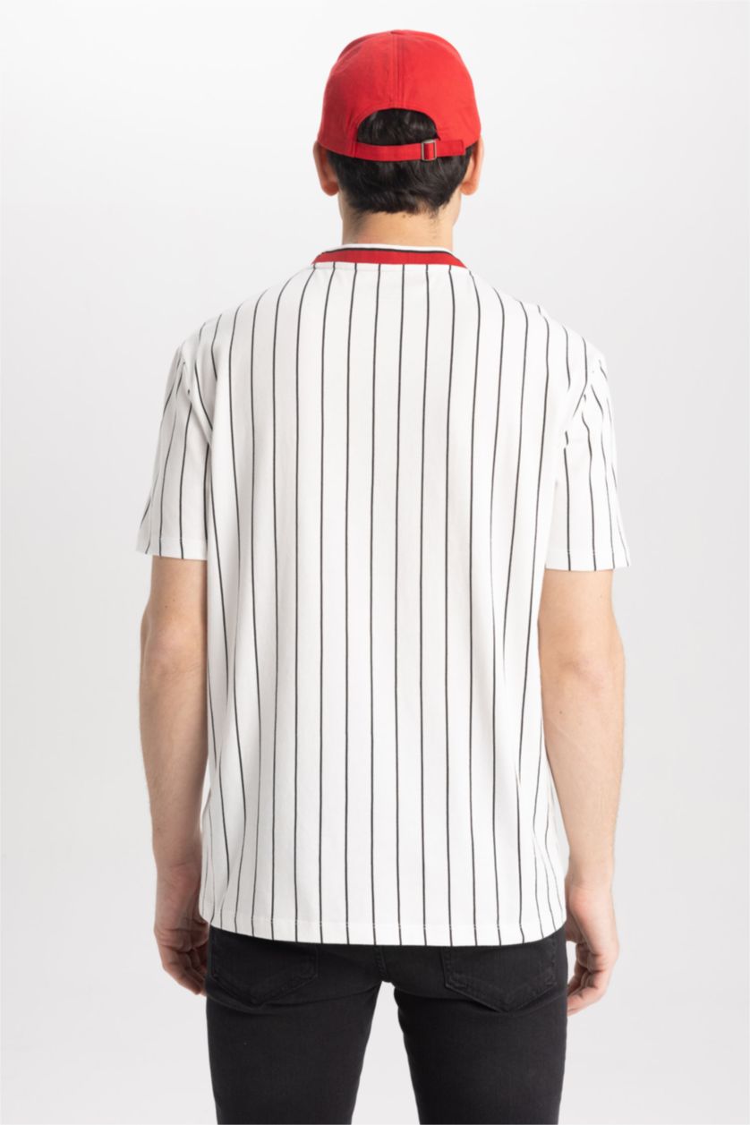 HOMME Écru T-Shirt coupe régulière imprimé Col Ras Du Cou