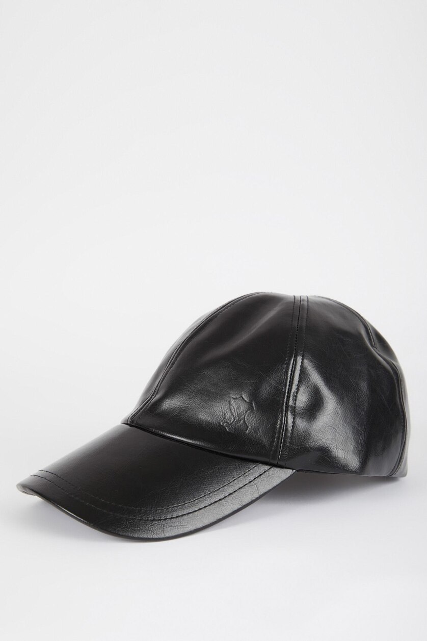 Erkek Siyah Erkek Zeytin Derisi Vegan Cap Şapka