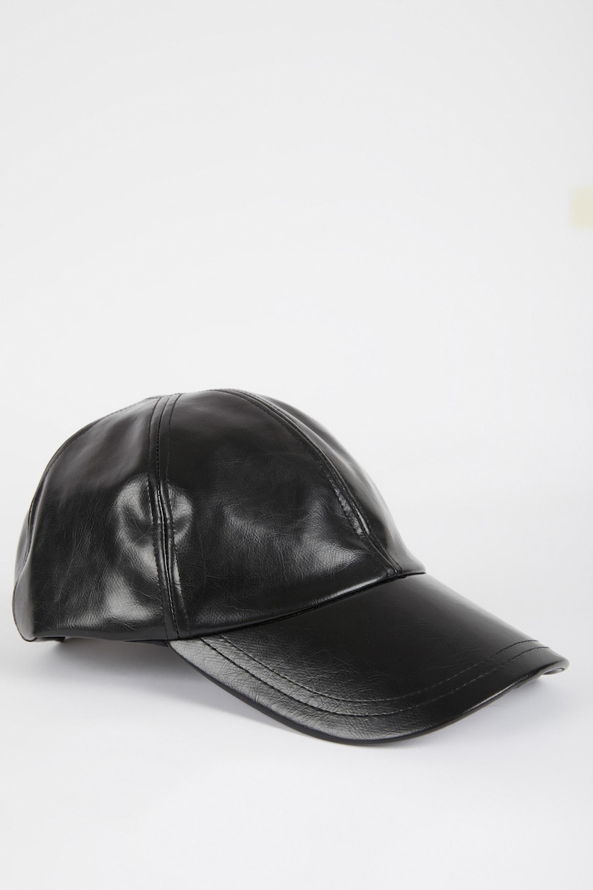 Erkek Siyah Erkek Zeytin Derisi Vegan Cap Şapka