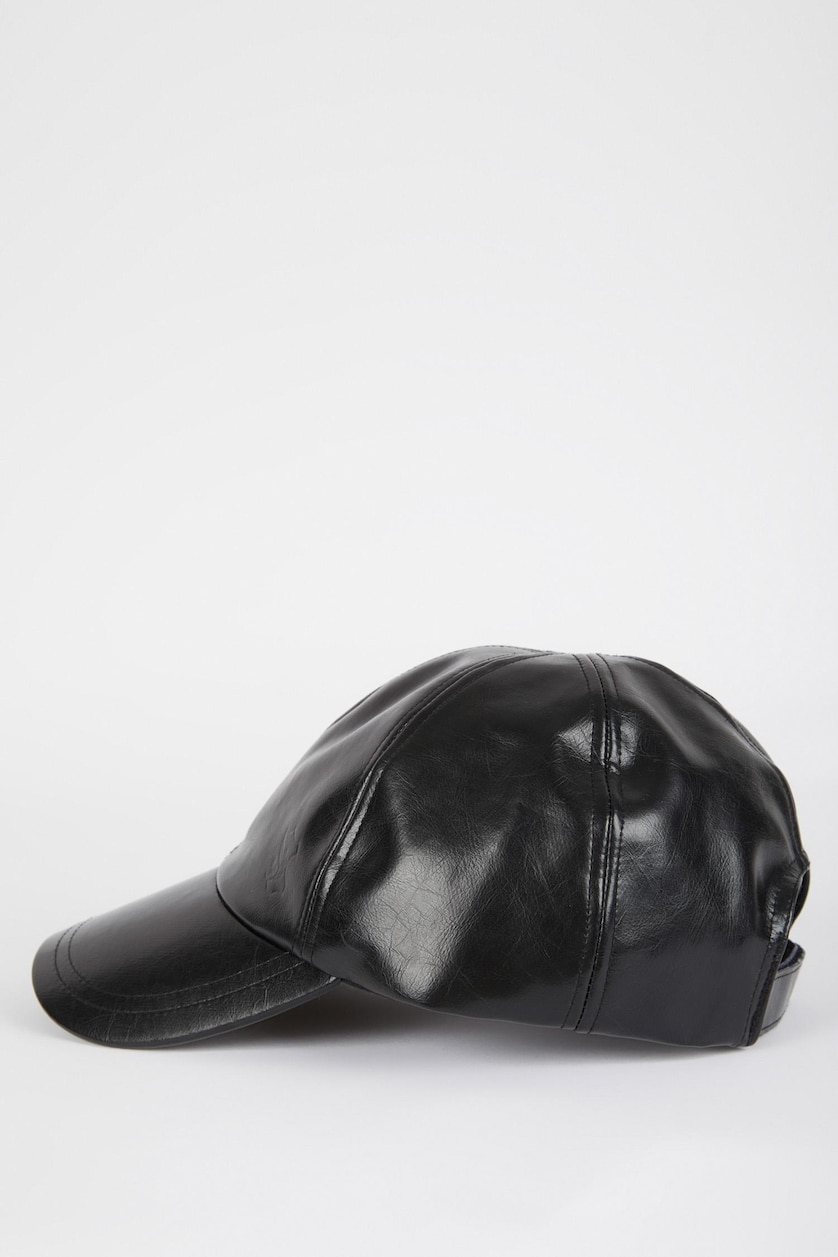 Erkek Siyah Erkek Zeytin Derisi Vegan Cap Şapka