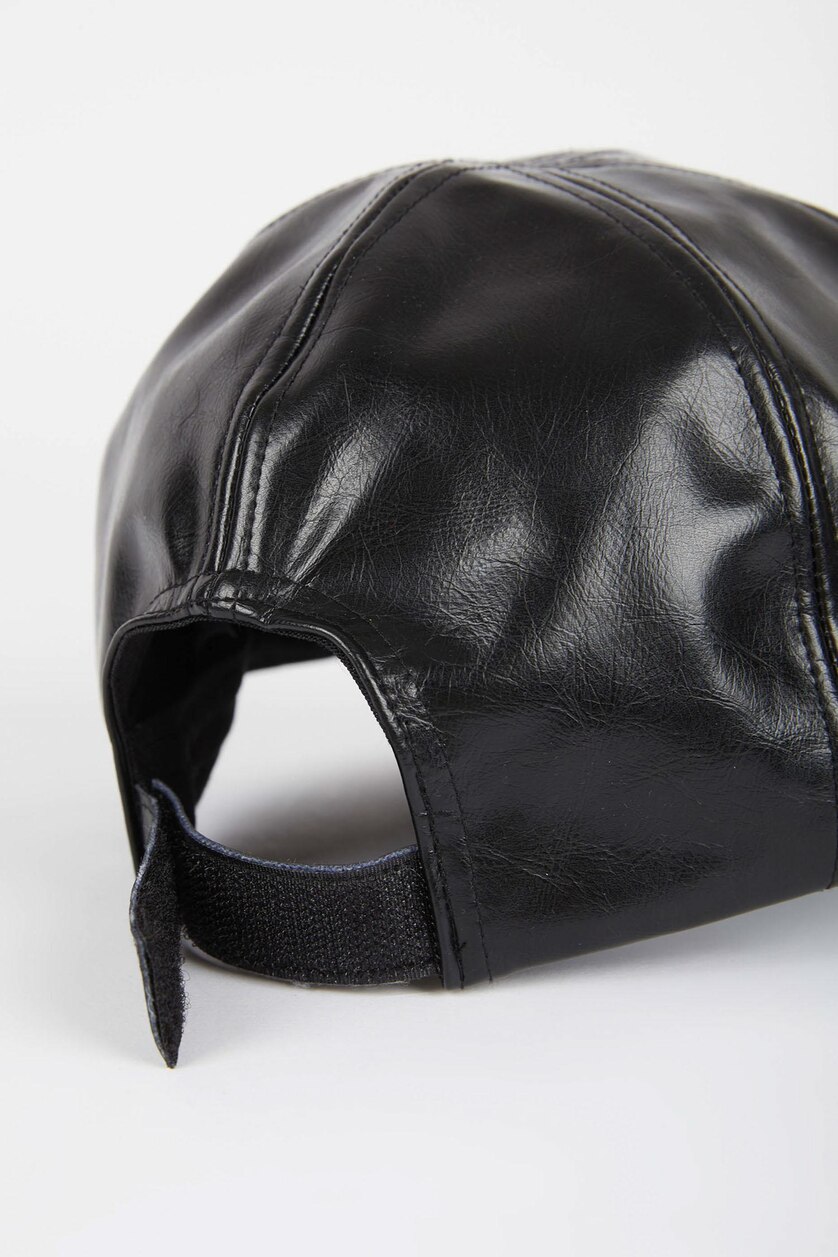 Erkek Siyah Erkek Zeytin Derisi Vegan Cap Şapka