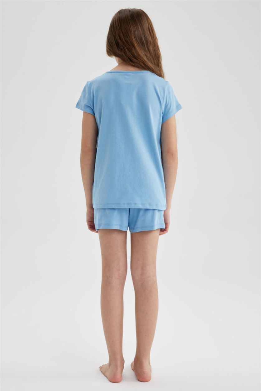GIRLS & TEENS Blue Girl Printed Short Sleeved Shorts Pajamas Set