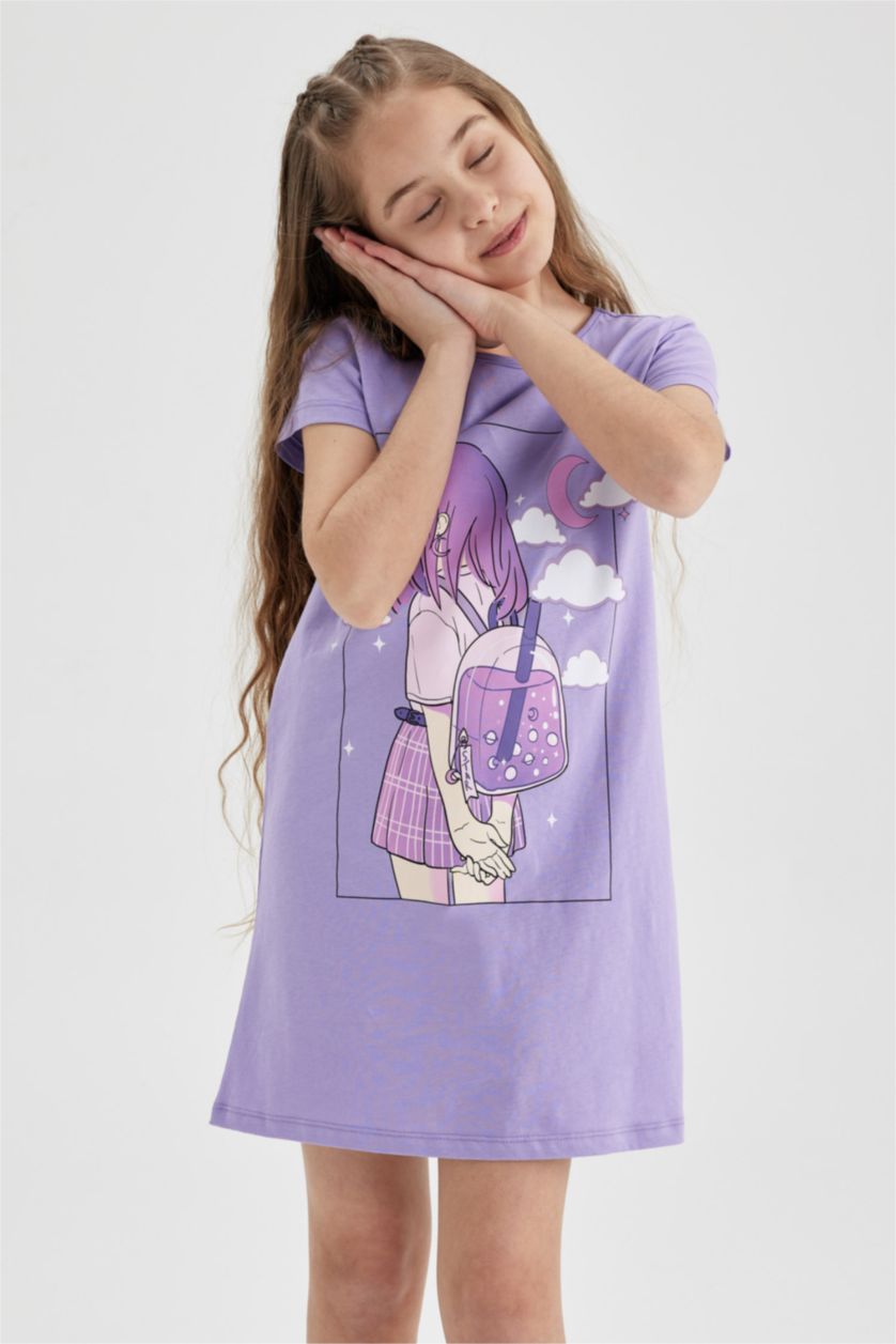 FILLES Violet Robe Fille À Manches Courtes