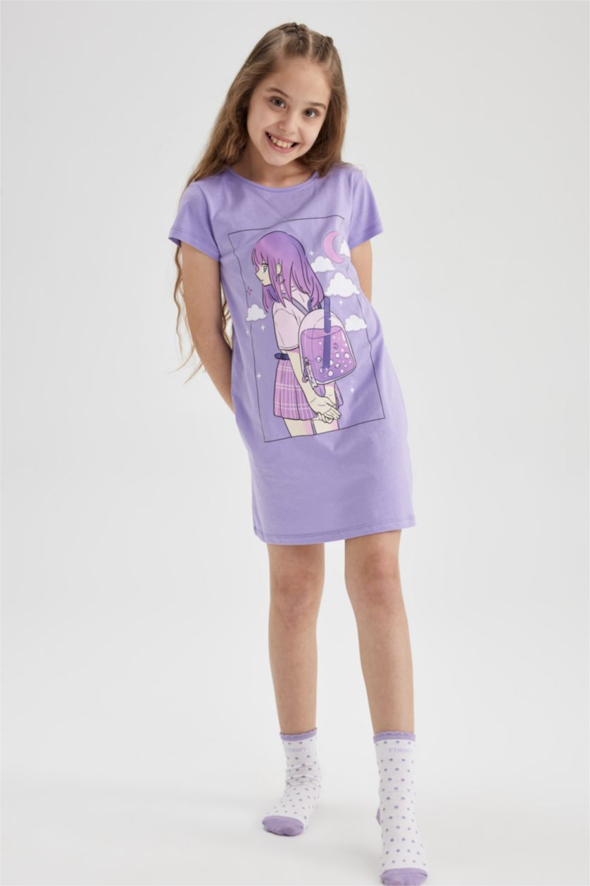 FILLES Violet Robe Fille À Manches Courtes