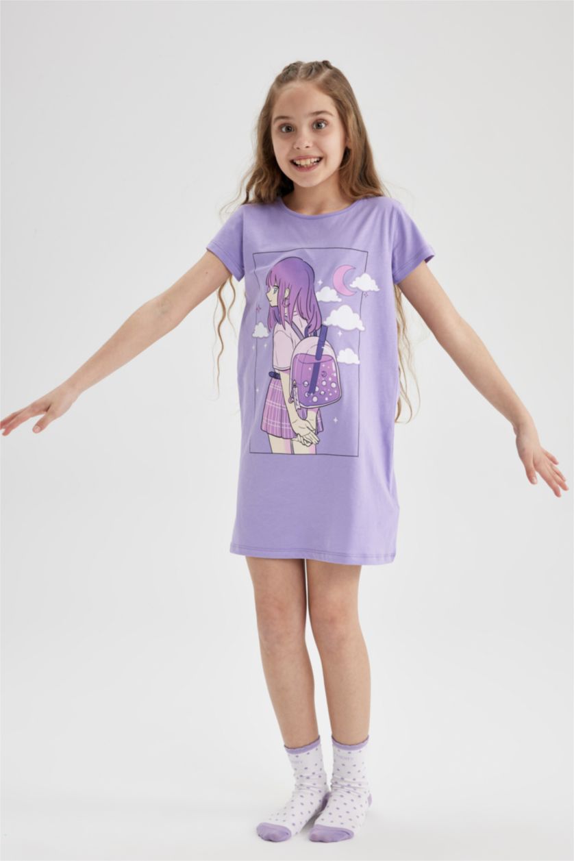 FILLES Violet Robe Fille À Manches Courtes