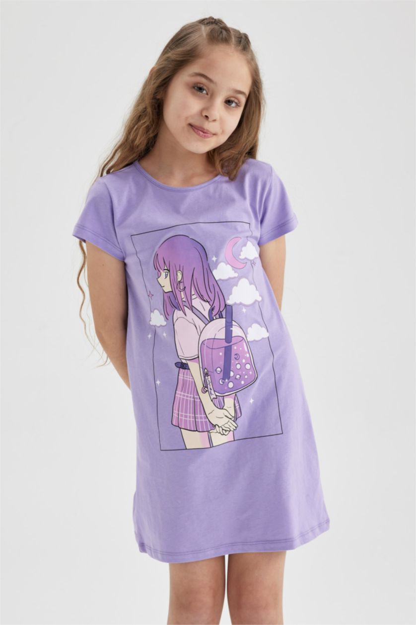 FILLES Violet Robe Fille À Manches Courtes