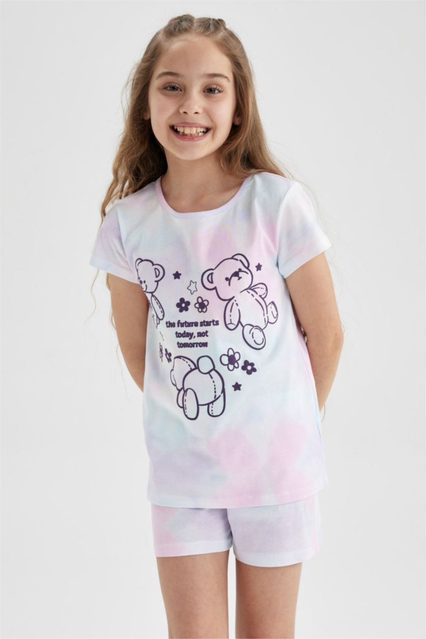 GIRLS & TEENS Ecru Girl Patterned Short Sleeve Pajamas Set