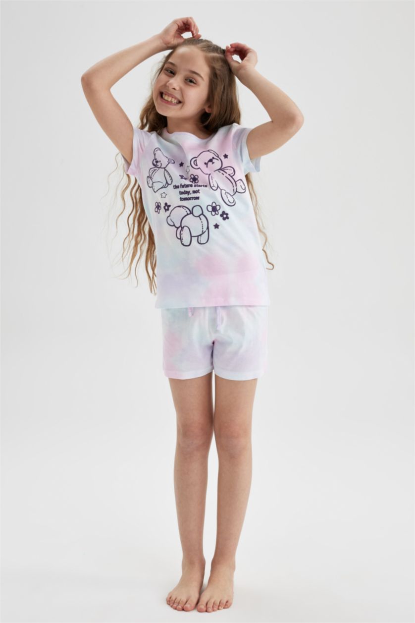 GIRLS & TEENS Ecru Girl Patterned Short Sleeve Pajamas Set