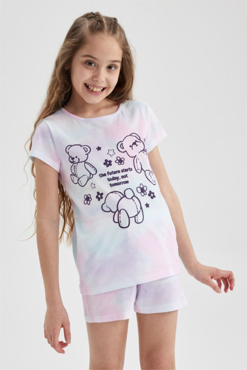 GIRLS & TEENS Ecru Girl Patterned Short Sleeve Pajamas Set