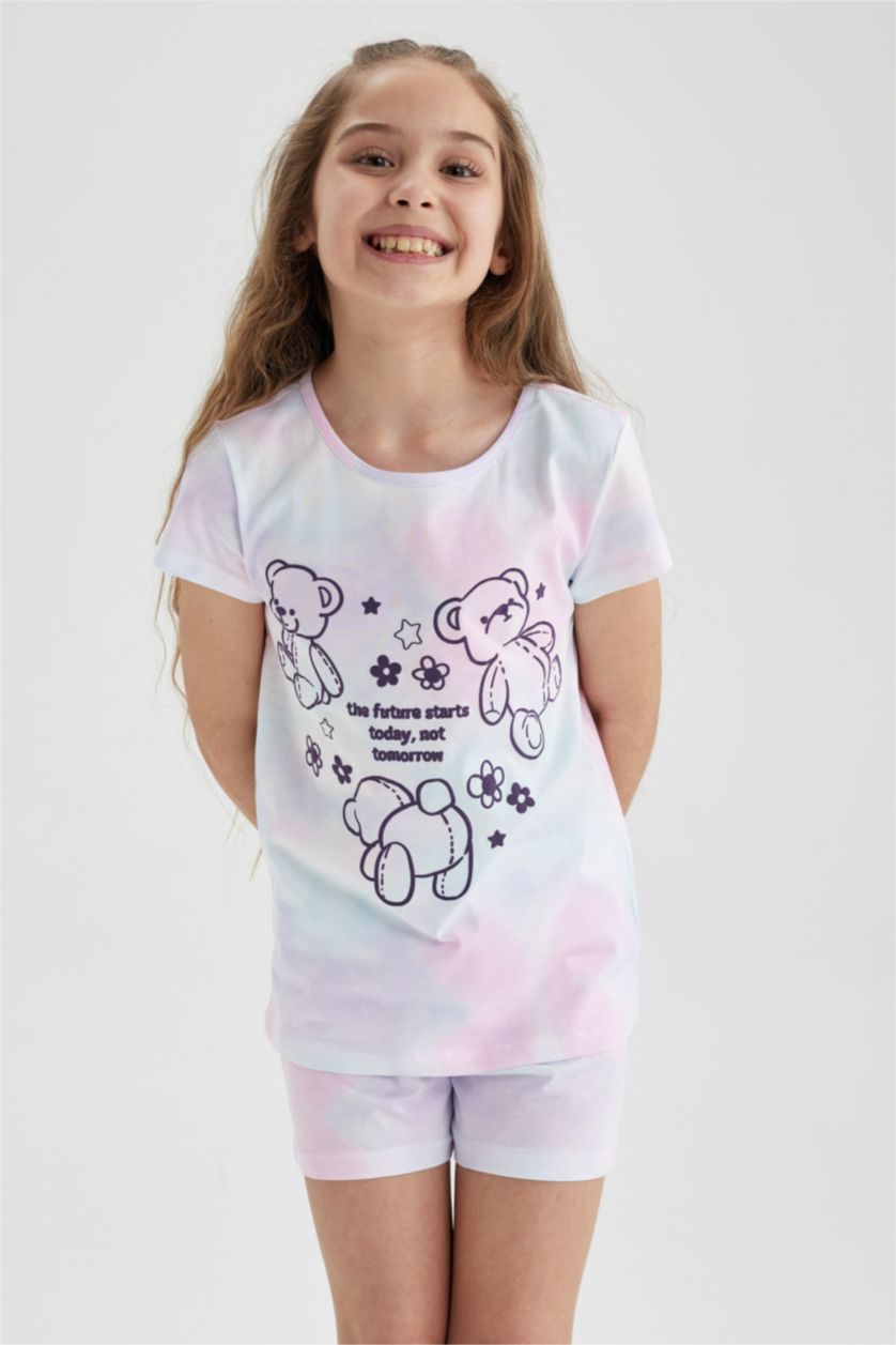 GIRLS & TEENS Ecru Girl Patterned Short Sleeve Pajamas Set