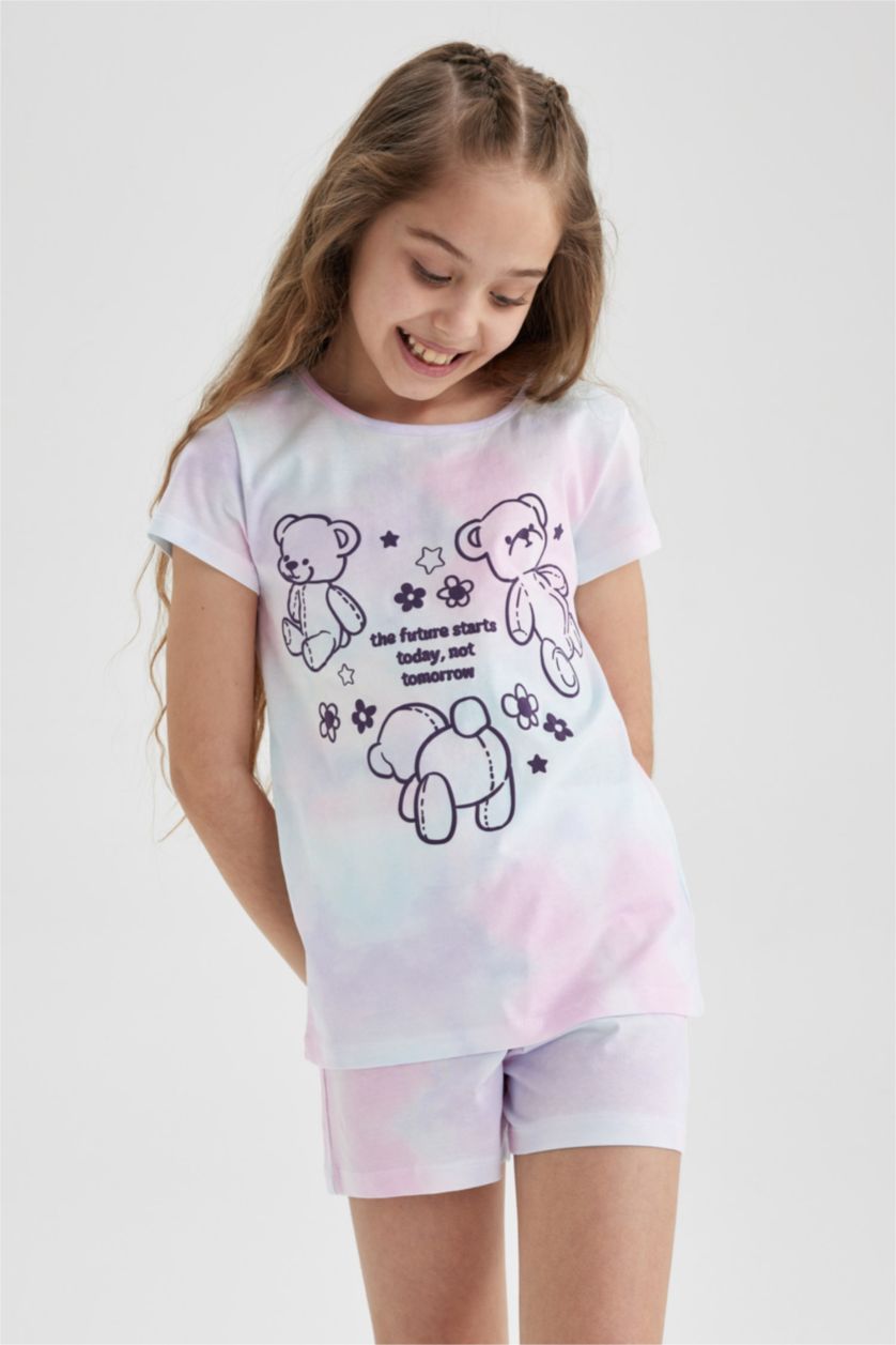 GIRLS & TEENS Ecru Girl Patterned Short Sleeve Pajamas Set