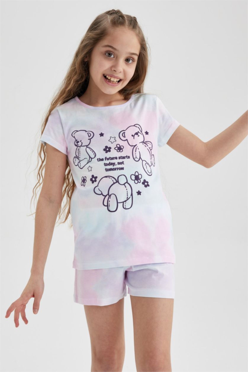GIRLS & TEENS Ecru Girl Patterned Short Sleeve Pajamas Set