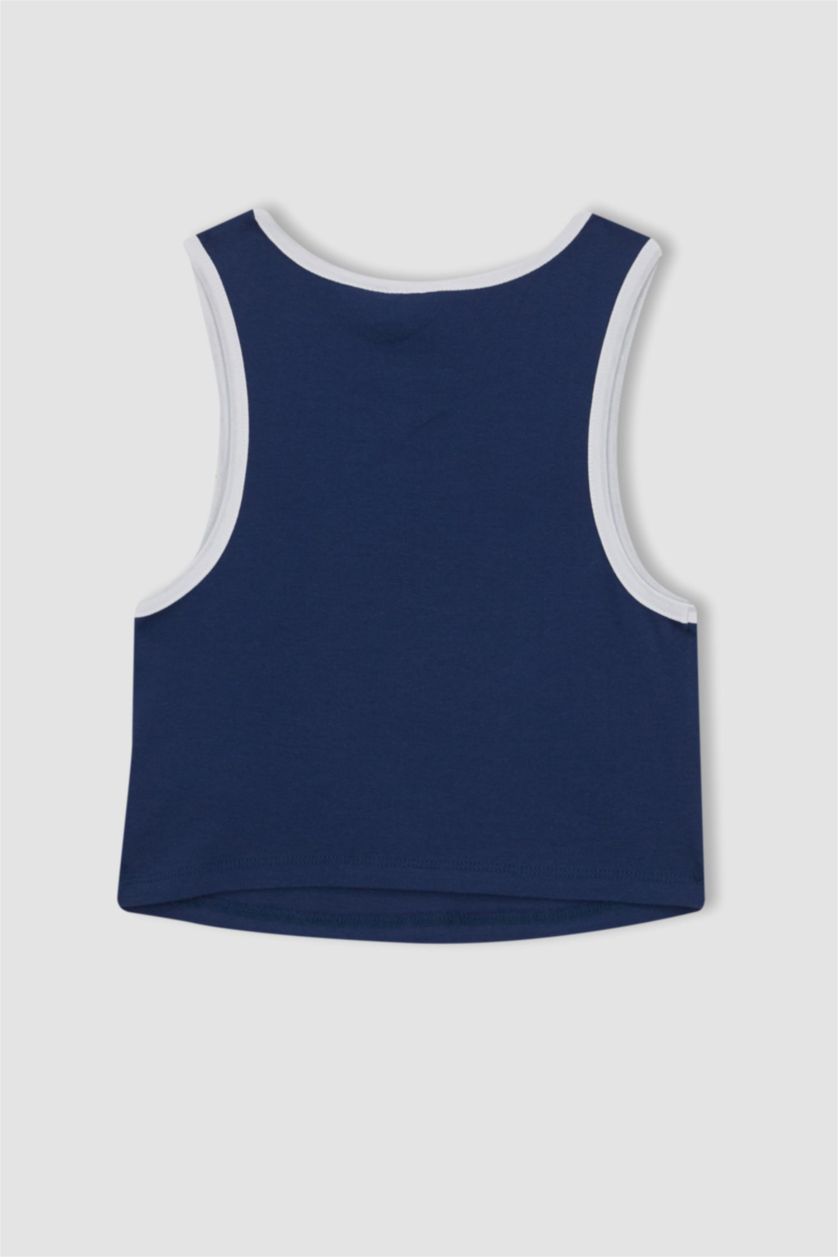 WOMAN Indigo Crop Top Crew Neck Sleeveless Licensed by the NBA Miami Heat Tank Top