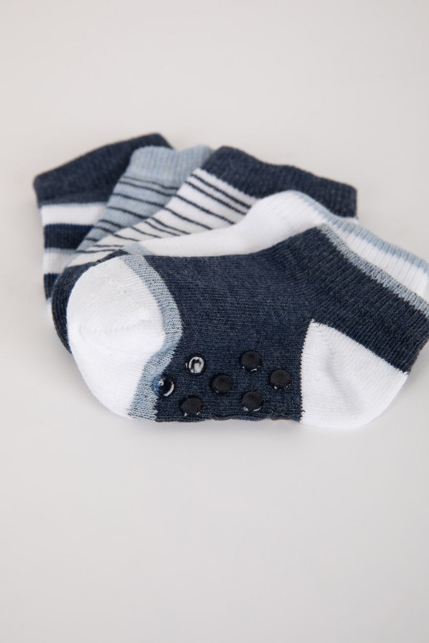 طفل صغير كحلي شرابات قصير قطن ولادي - 3 قطع