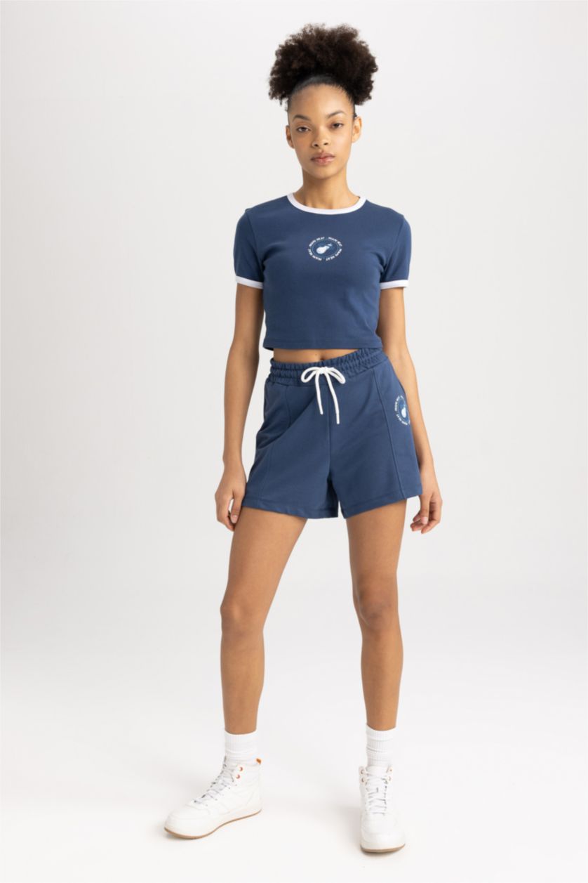 FEMME Indigo T-shirt NBA Milwaukee Bucks en coton à manches courtes et col rond de DeFactoFit