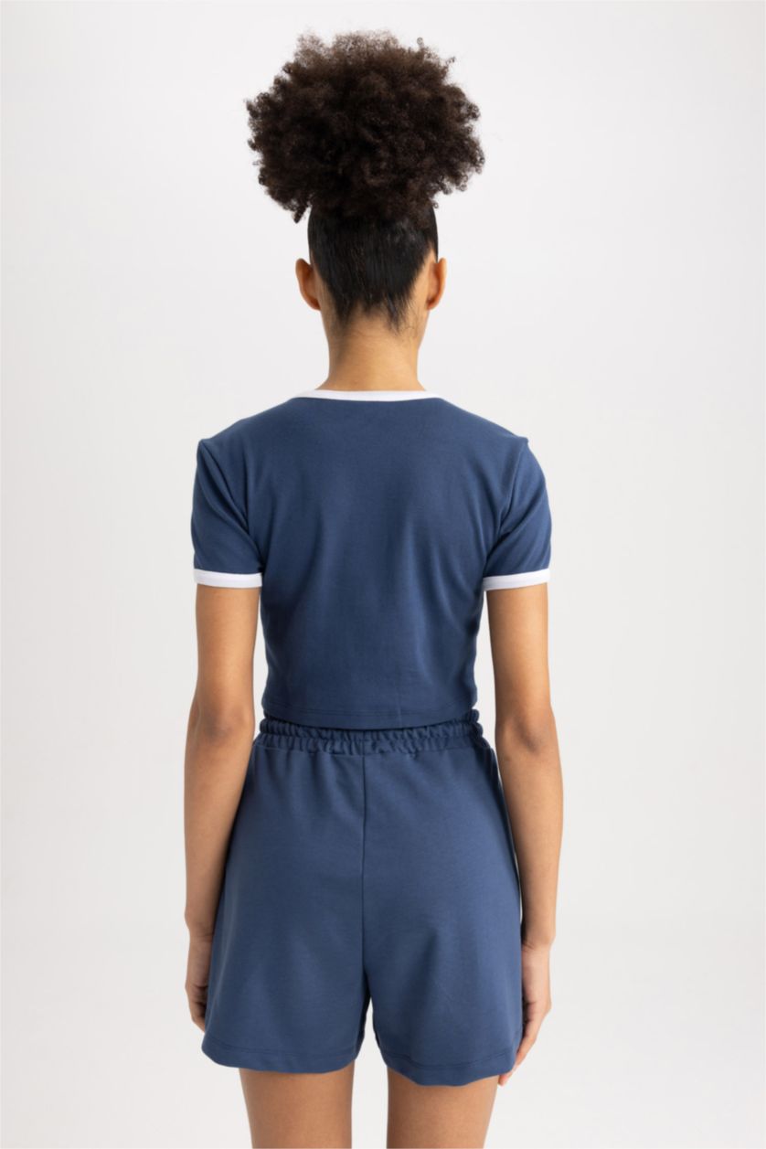 FEMME Indigo T-shirt NBA Milwaukee Bucks en coton à manches courtes et col rond de DeFactoFit