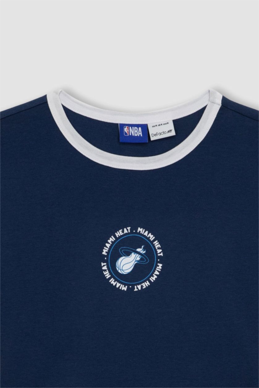 FEMME Indigo T-shirt NBA Milwaukee Bucks en coton à manches courtes et col rond de DeFactoFit