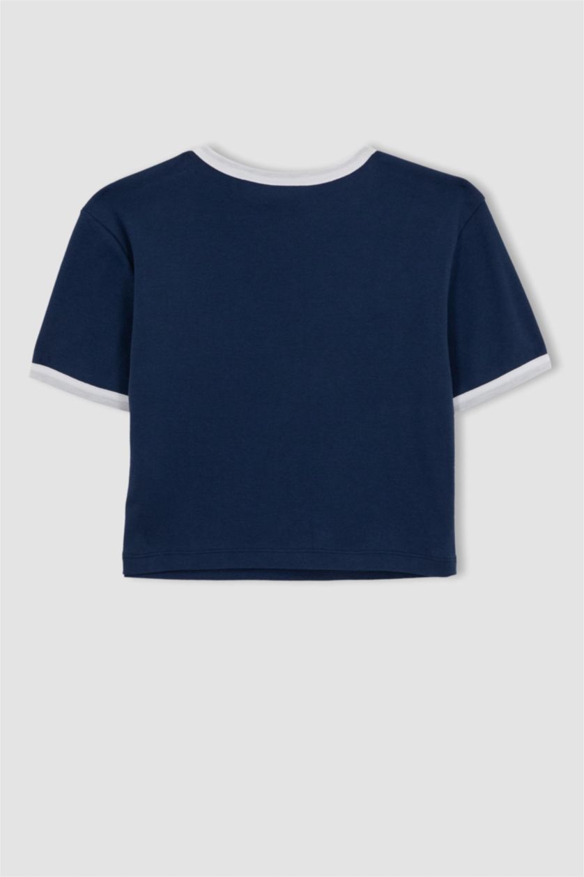 FEMME Indigo T-shirt NBA Milwaukee Bucks en coton à manches courtes et col rond de DeFactoFit