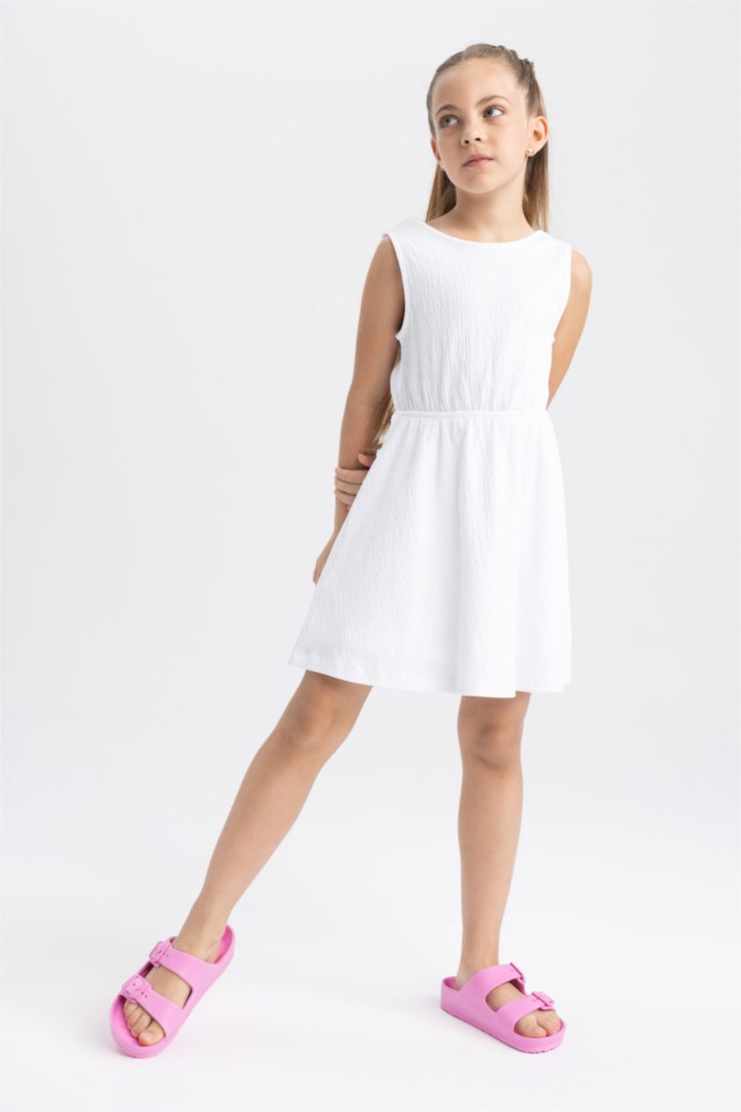 Girls & Teens White Girl Sleeveless Dress