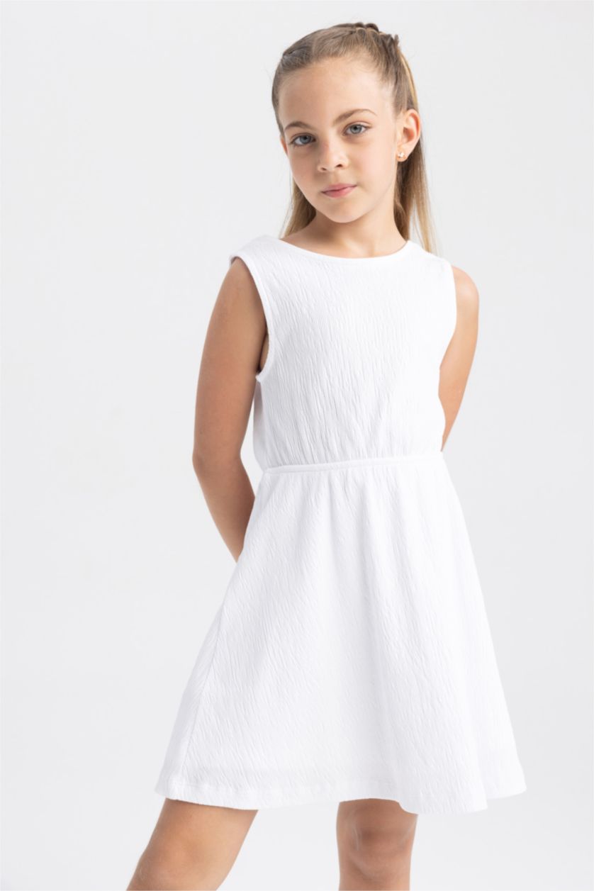 Girls & Teens White Girl Sleeveless Dress