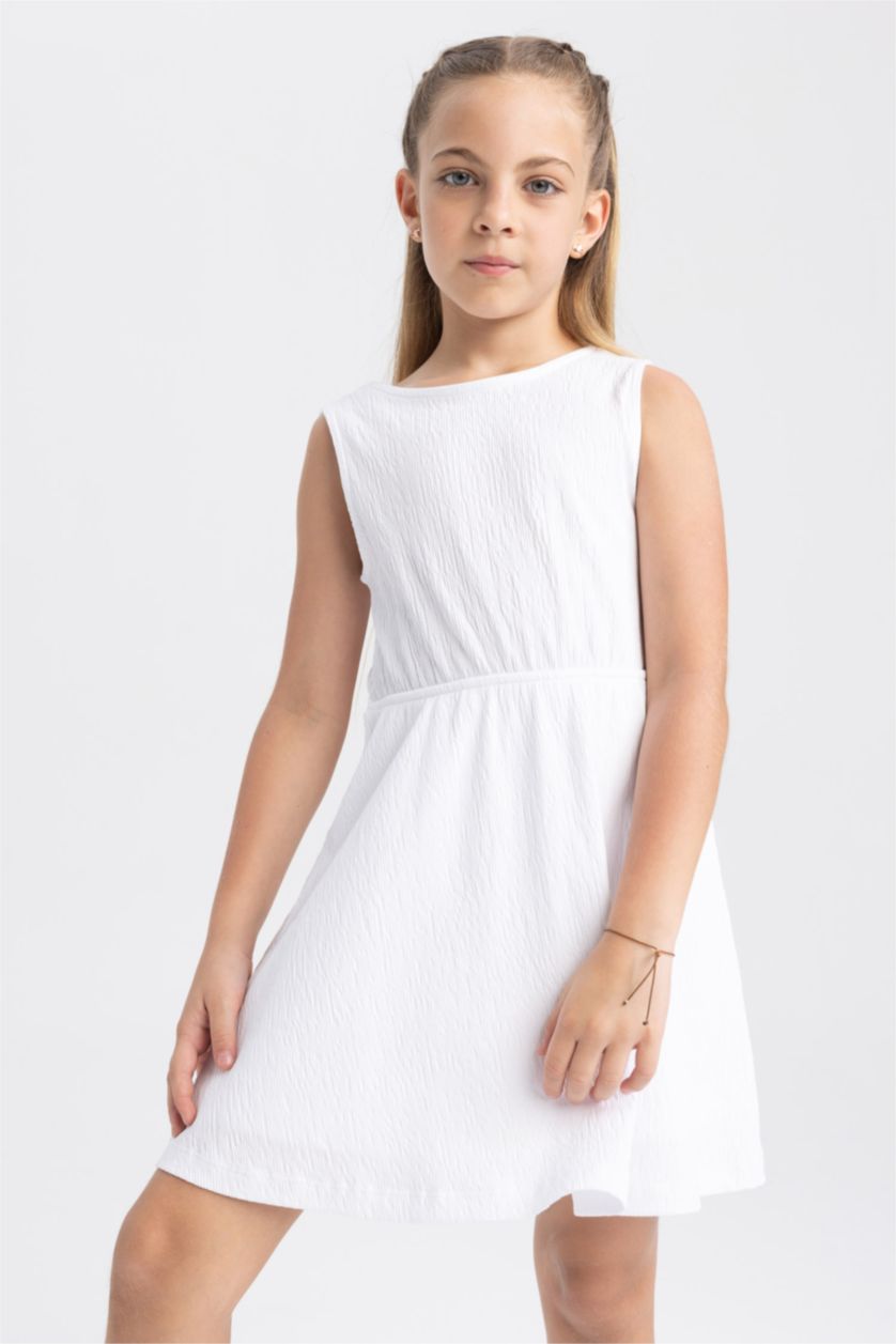 Girls & Teens White Girl Sleeveless Dress