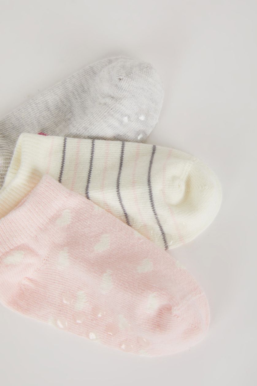 Kız Bebek Karma Kız Bebek Kaydırmaz Taban 3'lü Pamuklu Patik Çorap