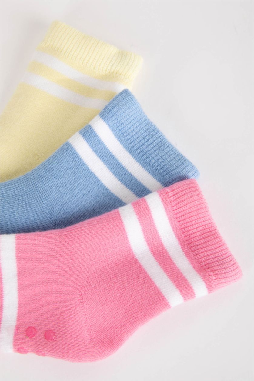 BÉBÉ FILLE Karma Chaussettes Coton avec Semelle Antidérapantes pour Bébé Fille - 3 Paires