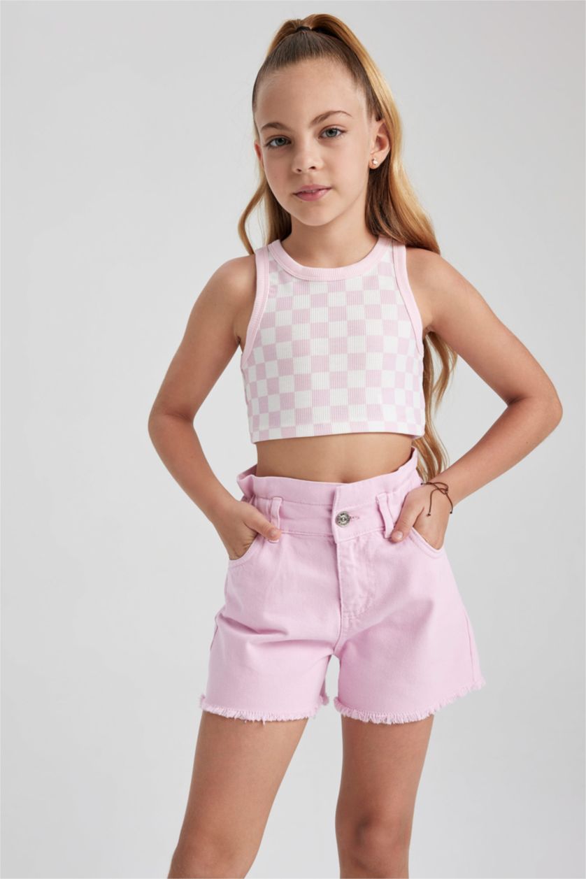 GIRLS & TEENS Light Pink Girl Slim Fit Crop Top