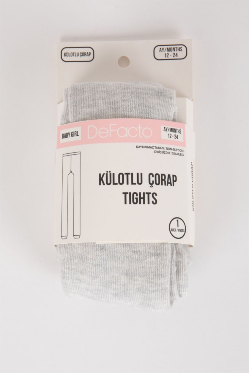 Kız Bebek Gri Kız Bebek Pamuklu Külotlu Çorap