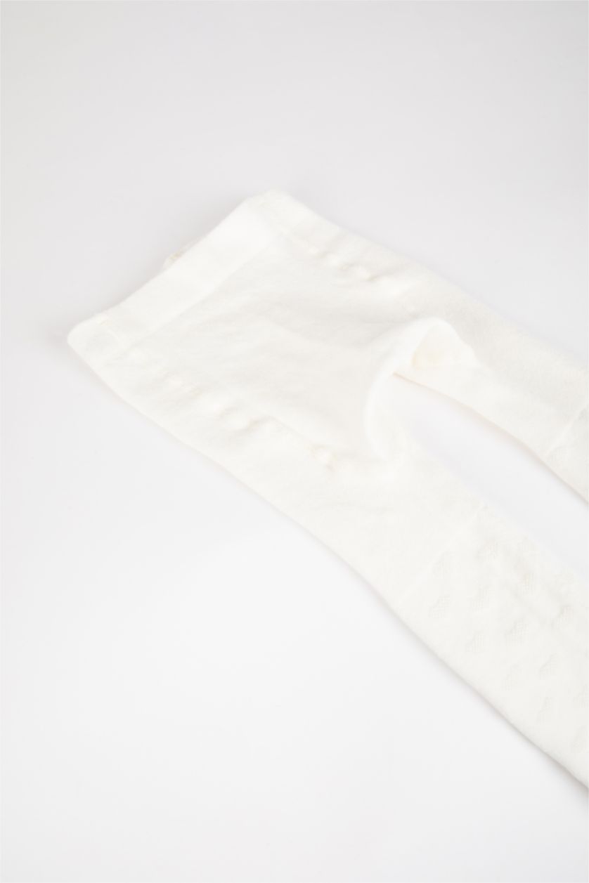 Kız Bebek Beyaz Kaydırmaz Taban Pamuklu Külotlu Çorap Kız Bebek