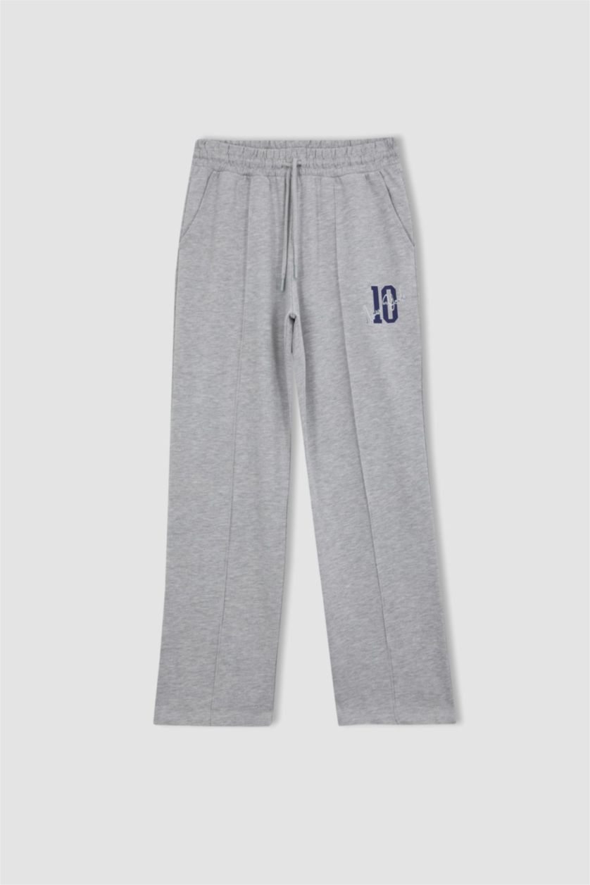 WOMAN Grey Melange Defacto Fit Wide Leg Thin Fabric Sweatpants