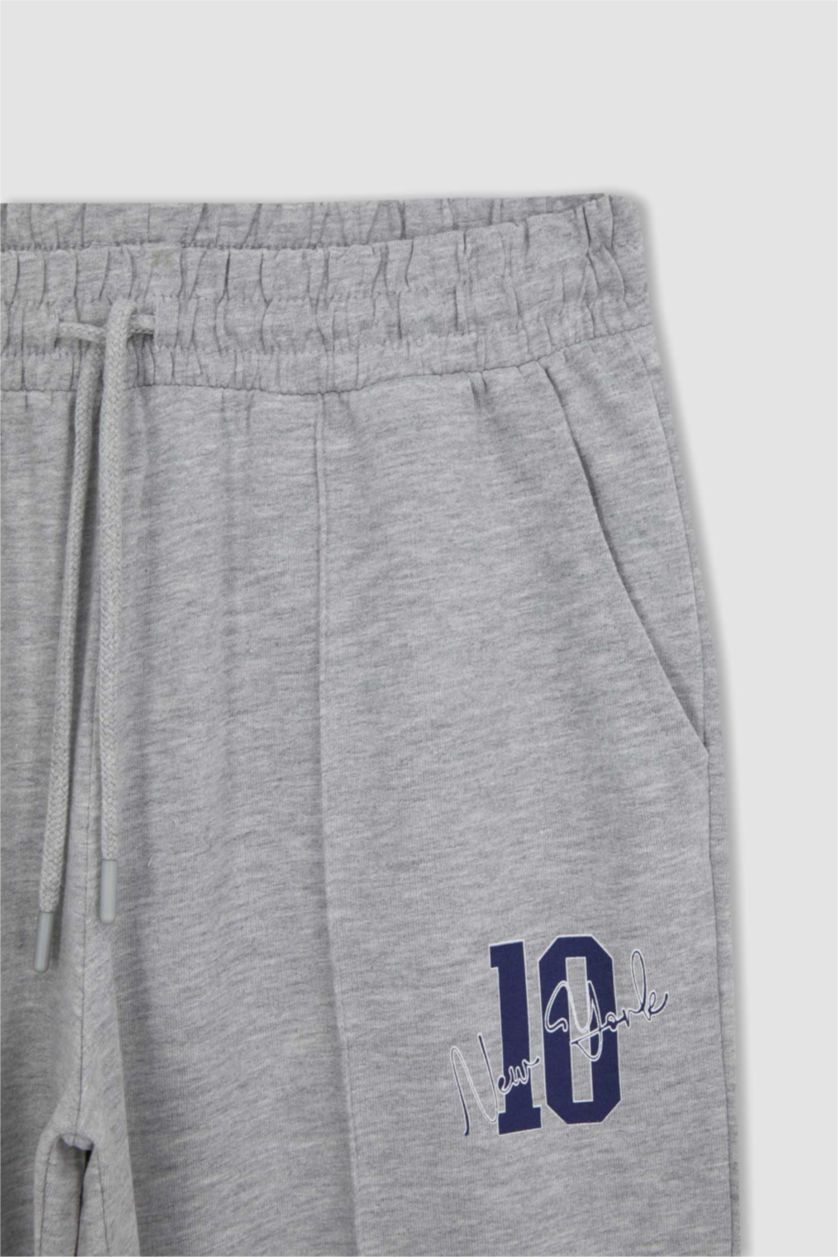 WOMAN Grey Melange Defacto Fit Wide Leg Thin Fabric Sweatpants