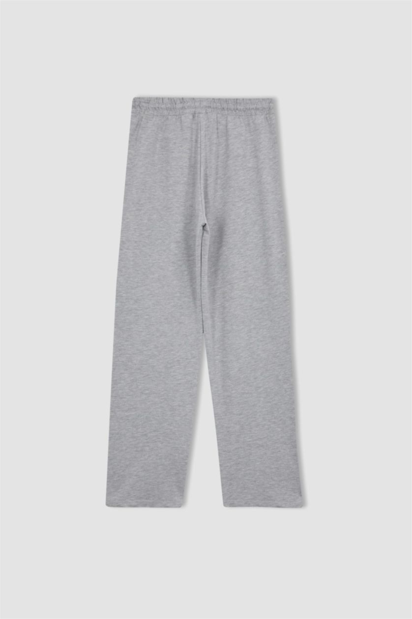 WOMAN Grey Melange Defacto Fit Wide Leg Thin Fabric Sweatpants