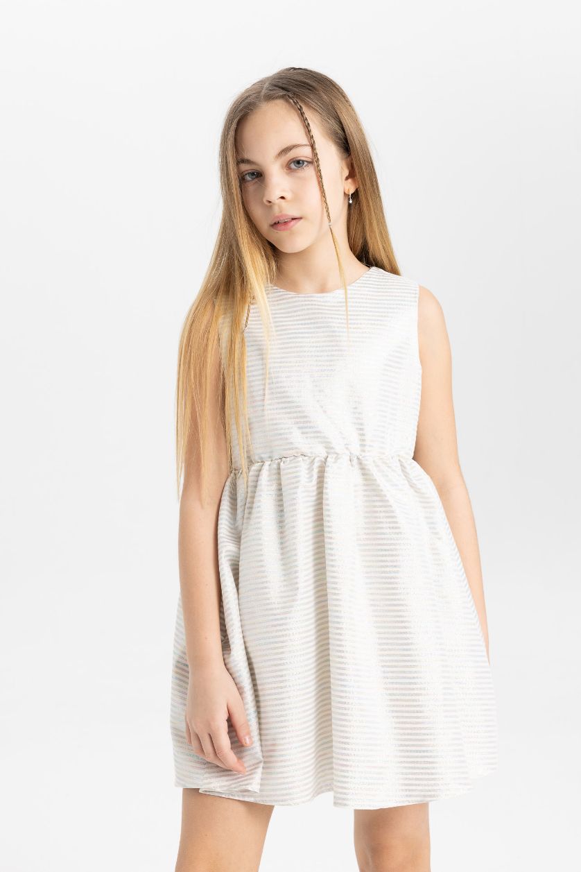 GIRLS & TEENS Lilac Girl White Sleeveless Dress