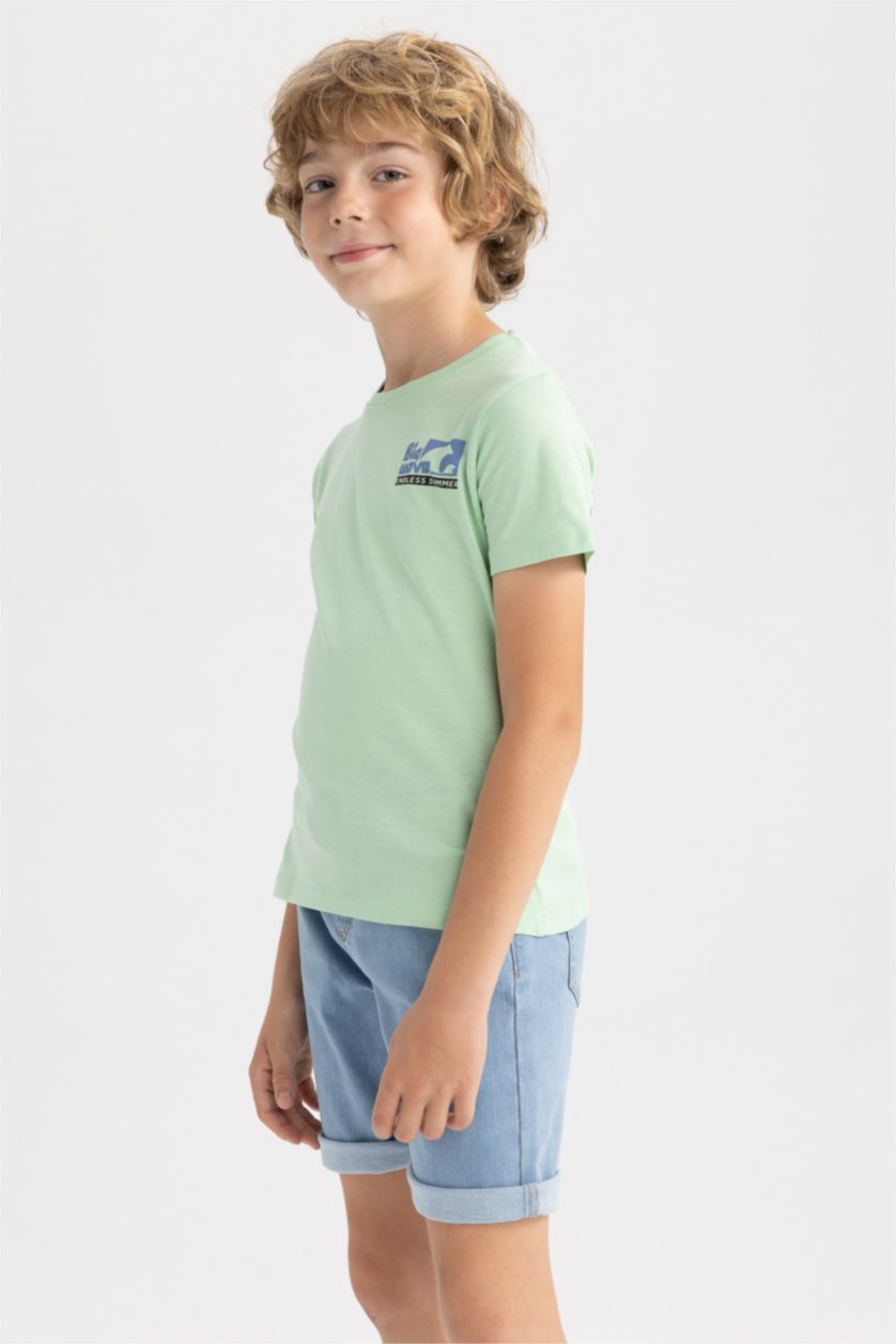 GARÇONS Bleu T-Shirt Imprimé à Manches Courtes Col Rond pour Garçon