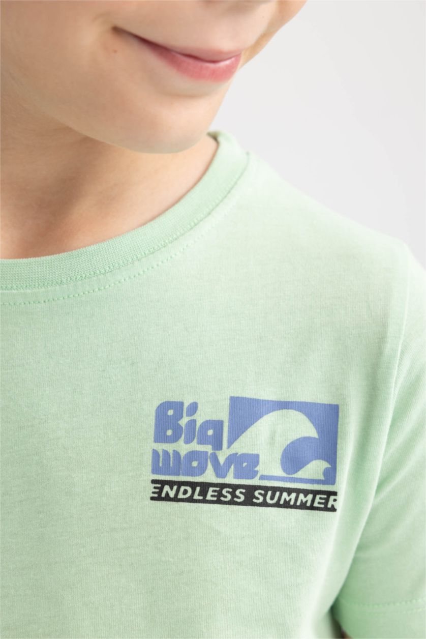 GARÇONS Bleu T-Shirt Imprimé à Manches Courtes Col Rond pour Garçon