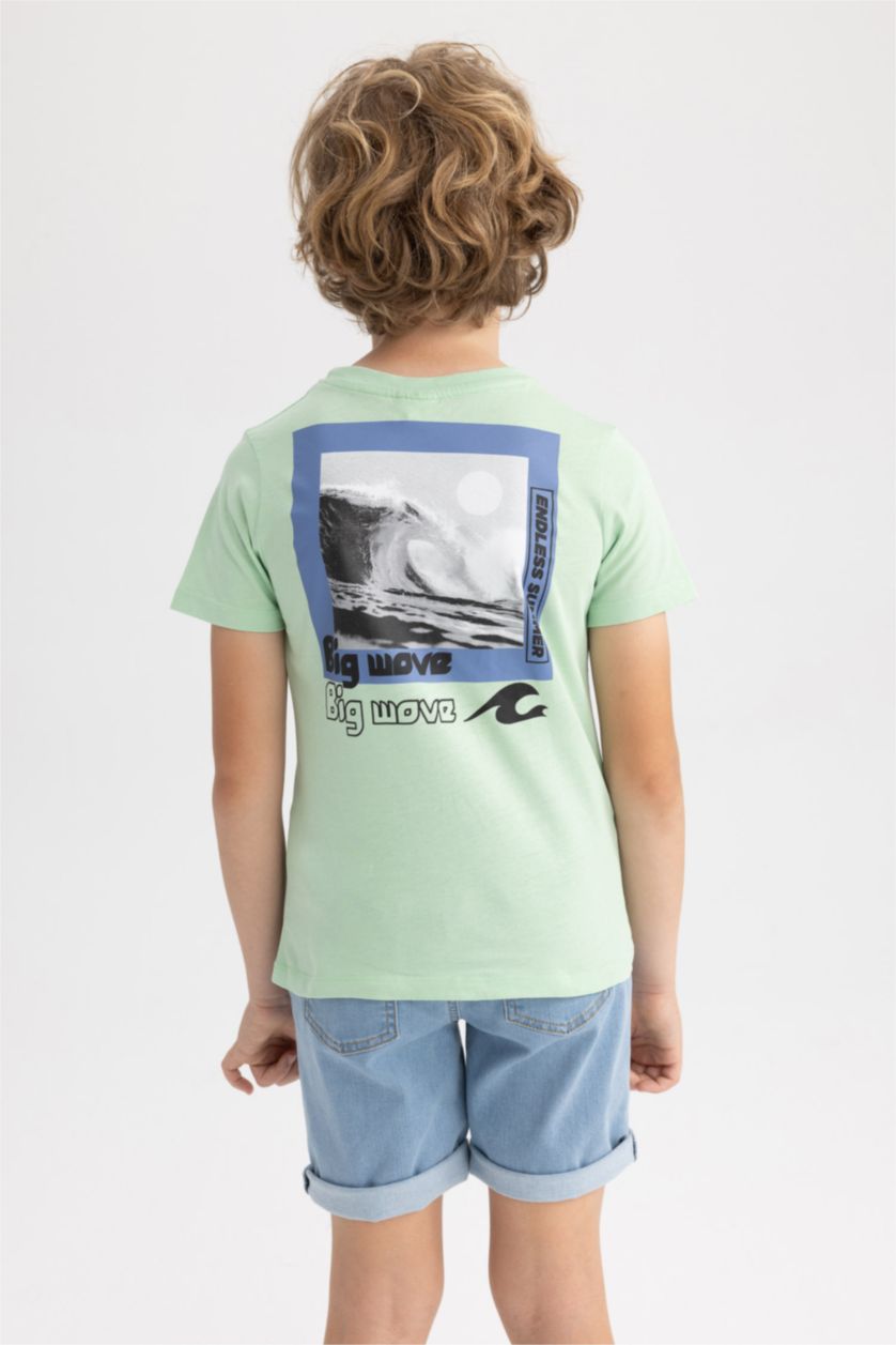 GARÇONS Bleu T-Shirt Imprimé à Manches Courtes Col Rond pour Garçon