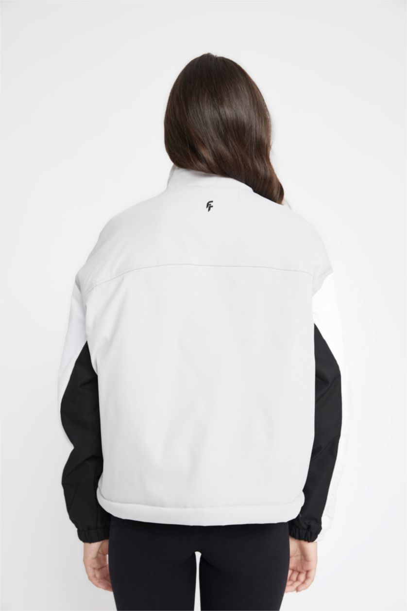 Kadın Açık Gri Fermuarlı Mont