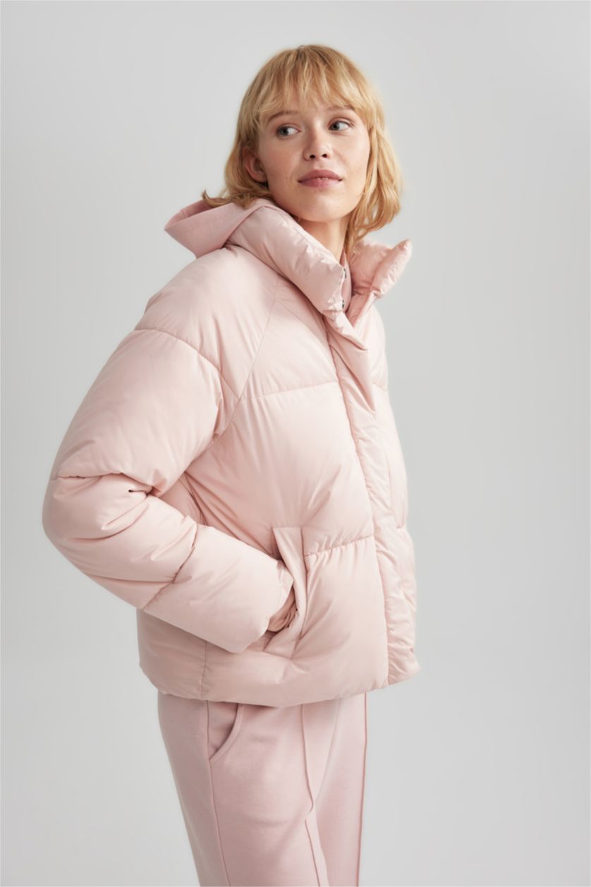 FEMME Rose Manteau Coupe Droite Encapuchonné Imperméable De Defactofit