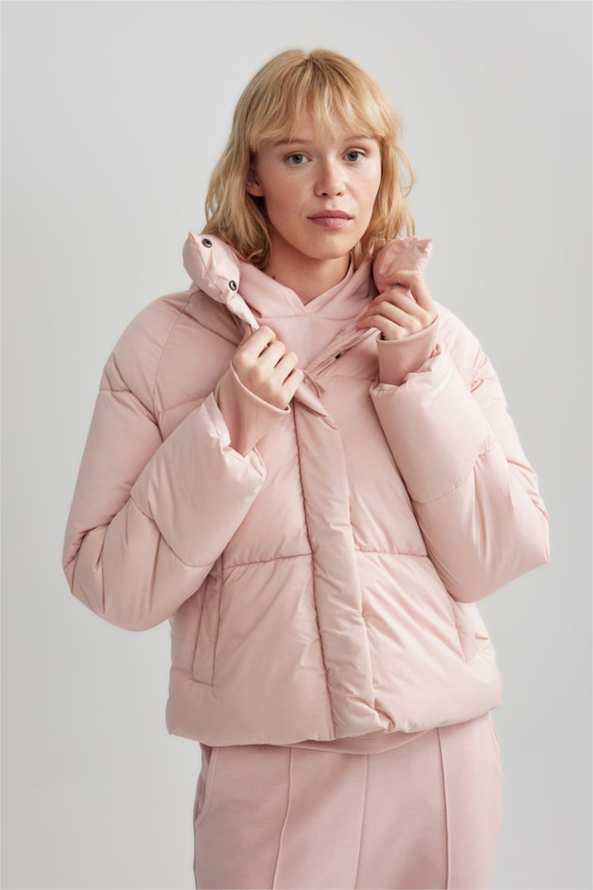 FEMME Rose Manteau Coupe Droite Encapuchonné Imperméable De Defactofit